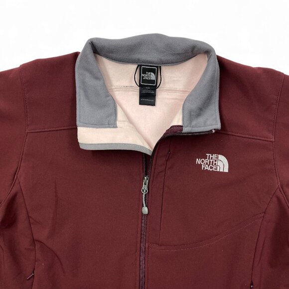 The North Face Apex Soft Shell Fleece Lined Burgundy Zip Jacket Women's Large - Picture 2 of 9